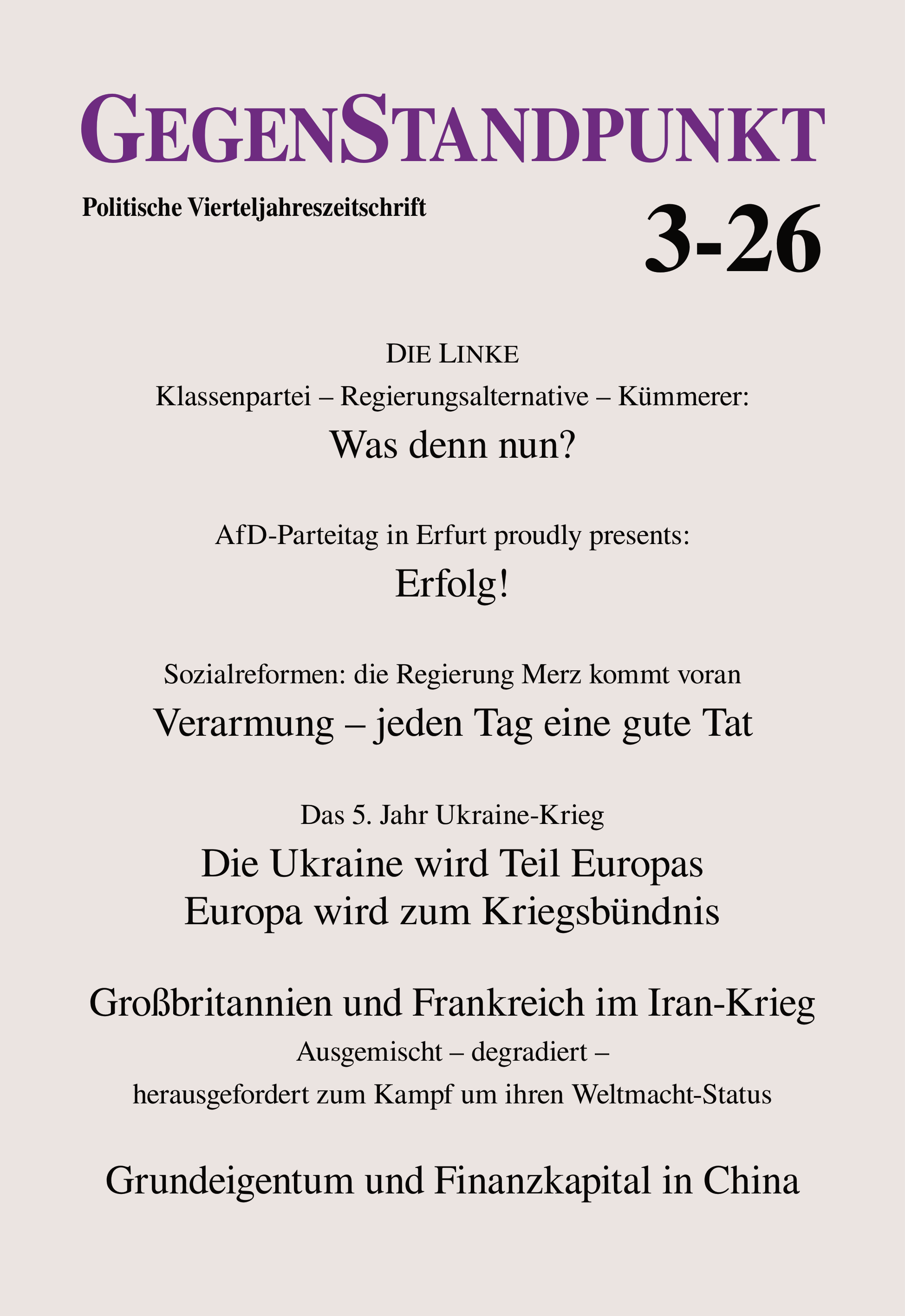Titelblatt der Zeitschrift